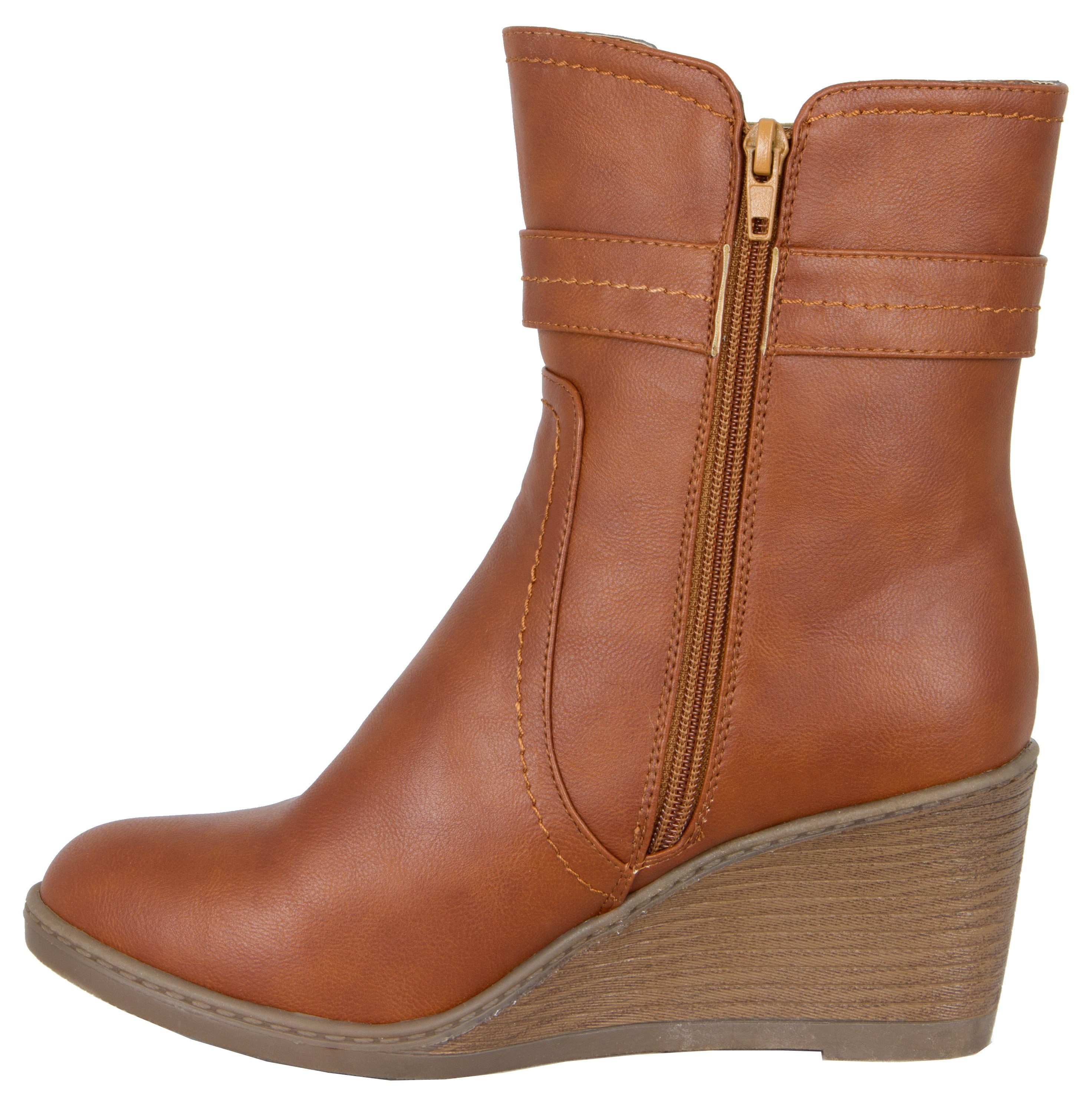 LOVENESS Damen Stiefel Winterstiefelette LN02 Winterstiefel Stiefelette Winterstiefelette Damenwinterstiefel Leicht gefüttert Keilabsatz