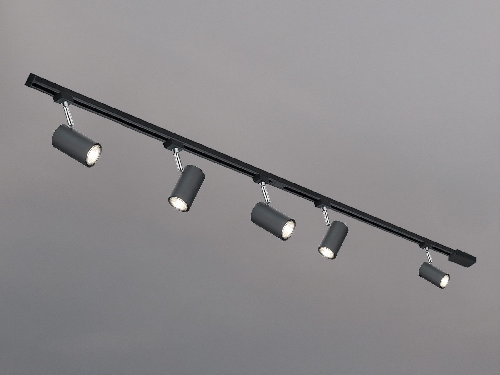 TRIO Leuchten Schienensystem-Sets komplett mit 5 Strahlern, Länge 202,5cm, ohne Leuchtmittel, 2-Phasen Lichtschienensystem für Wand & Decke, Deckenleuchte lang groß