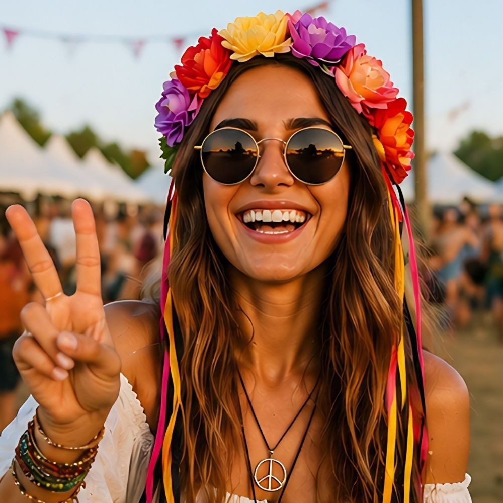 Kaiser24 Haarreif Hippie Haarreif Blumen – Flower Crown Festival Kopfschmuck