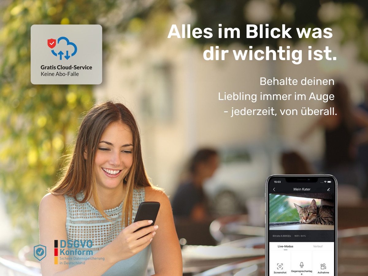 PetTec Überwachungskamera Pet Cam 360° (Indoor, 360° Schwenken)