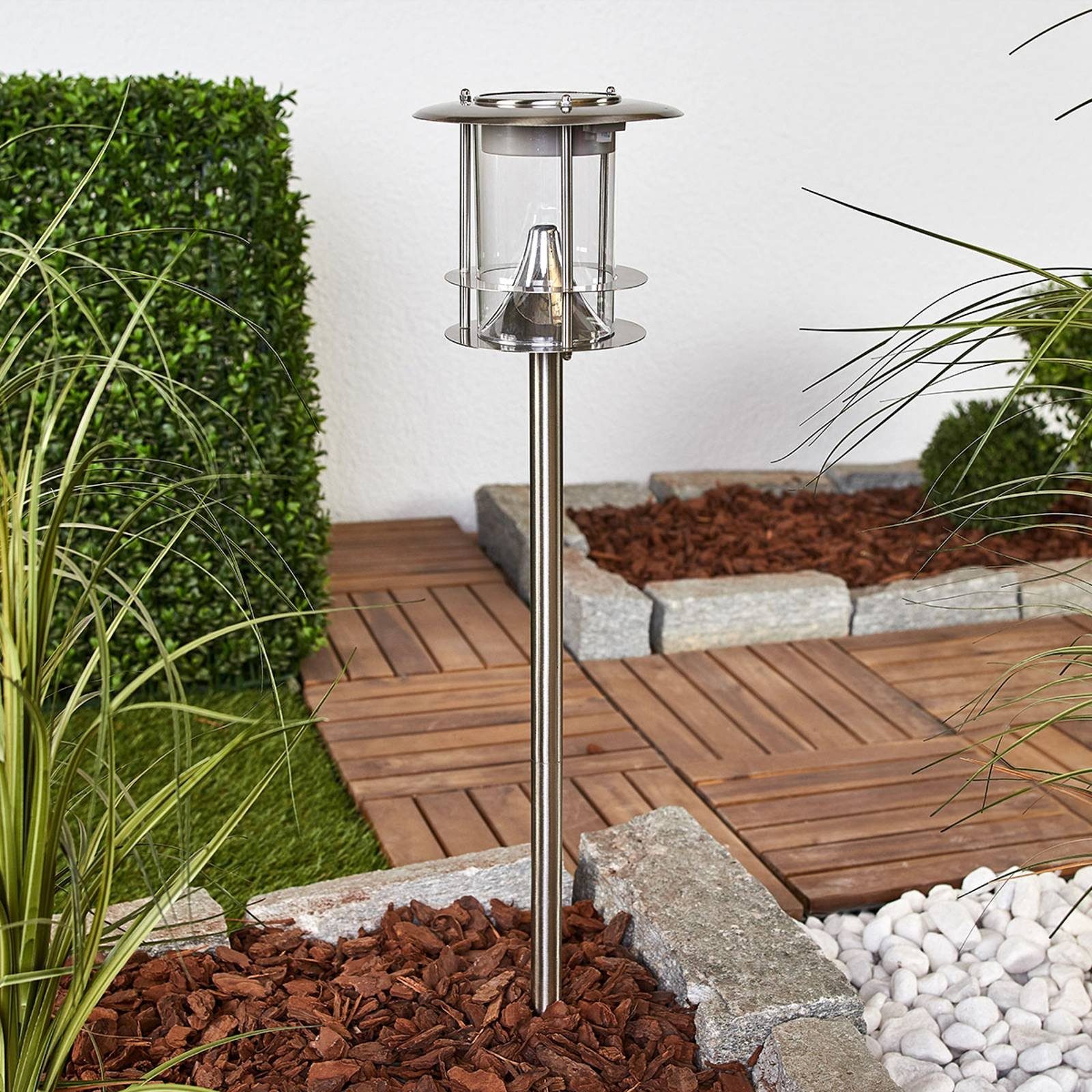 Lindby Gartenleuchte Sumaya, LED-Leuchtmittel 6 warmweiß, Kunststoff, verbaut, Edelstahl, flammig, inkl. edelstahl, klar, Modern, fest