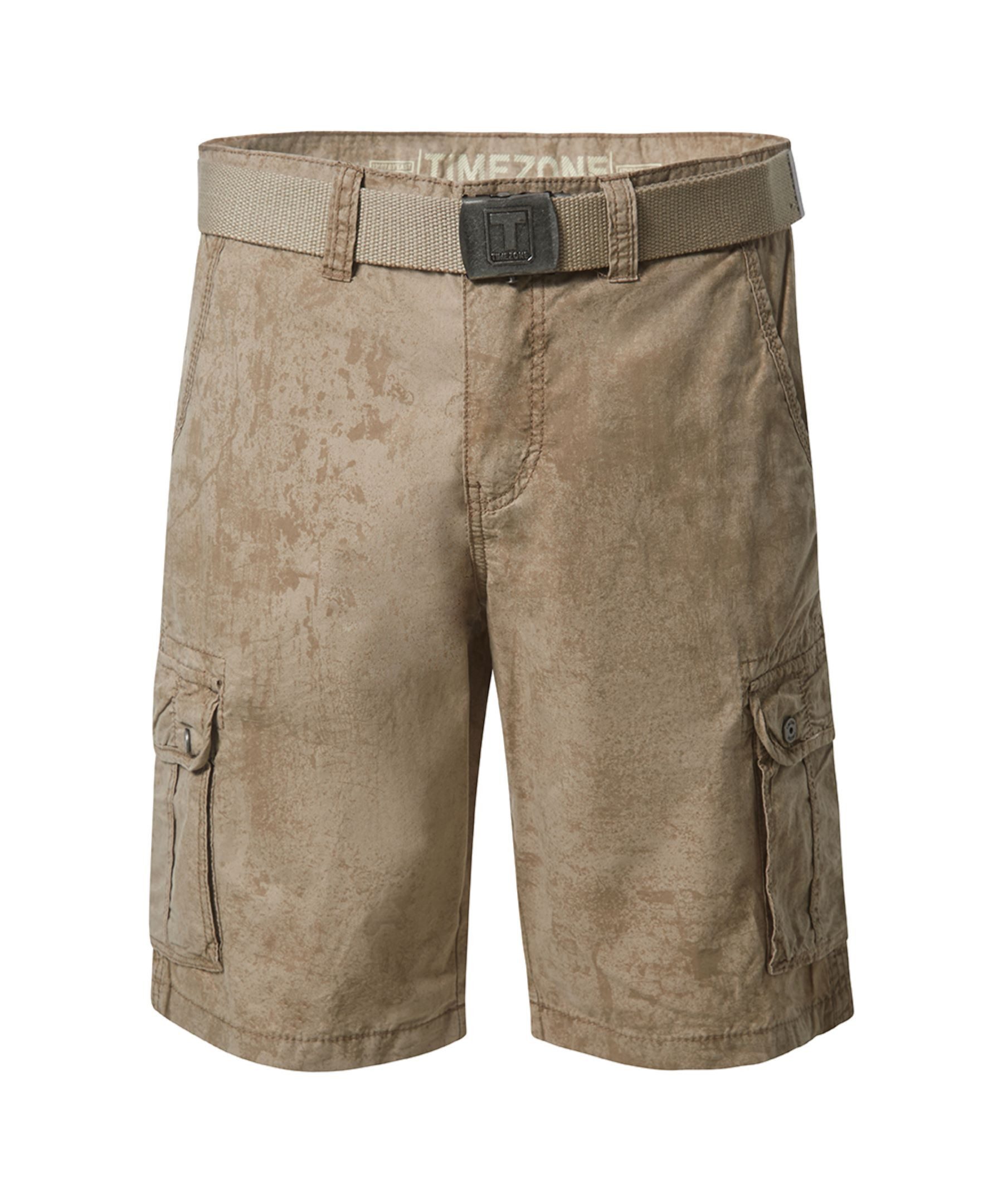 TIMEZONE Cargoshorts Moderne Casual Shorts mit Gürtel für Herren (1-tlg) Baumwolle Normal Fit Kariert atmungsaktiv Reißverschluss