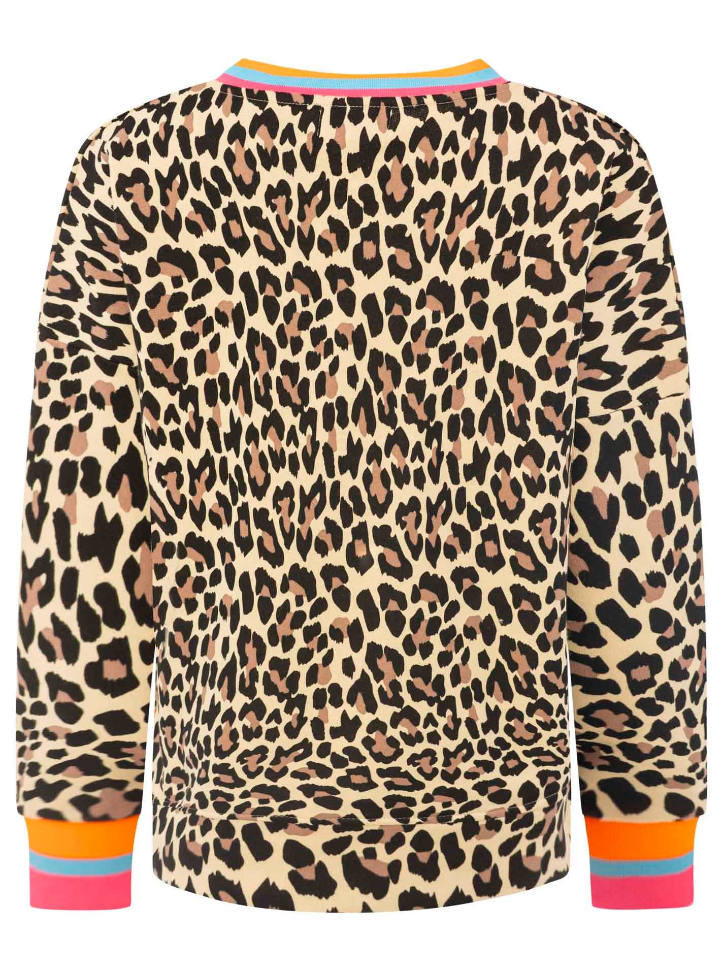 Zwillingsherz Sweatshirt "Leo Allover Neon Kante" mit trendiger Leo-Optik, Vokuhila-Schnitt und neonfarbenen Details – Bild 4 von 5