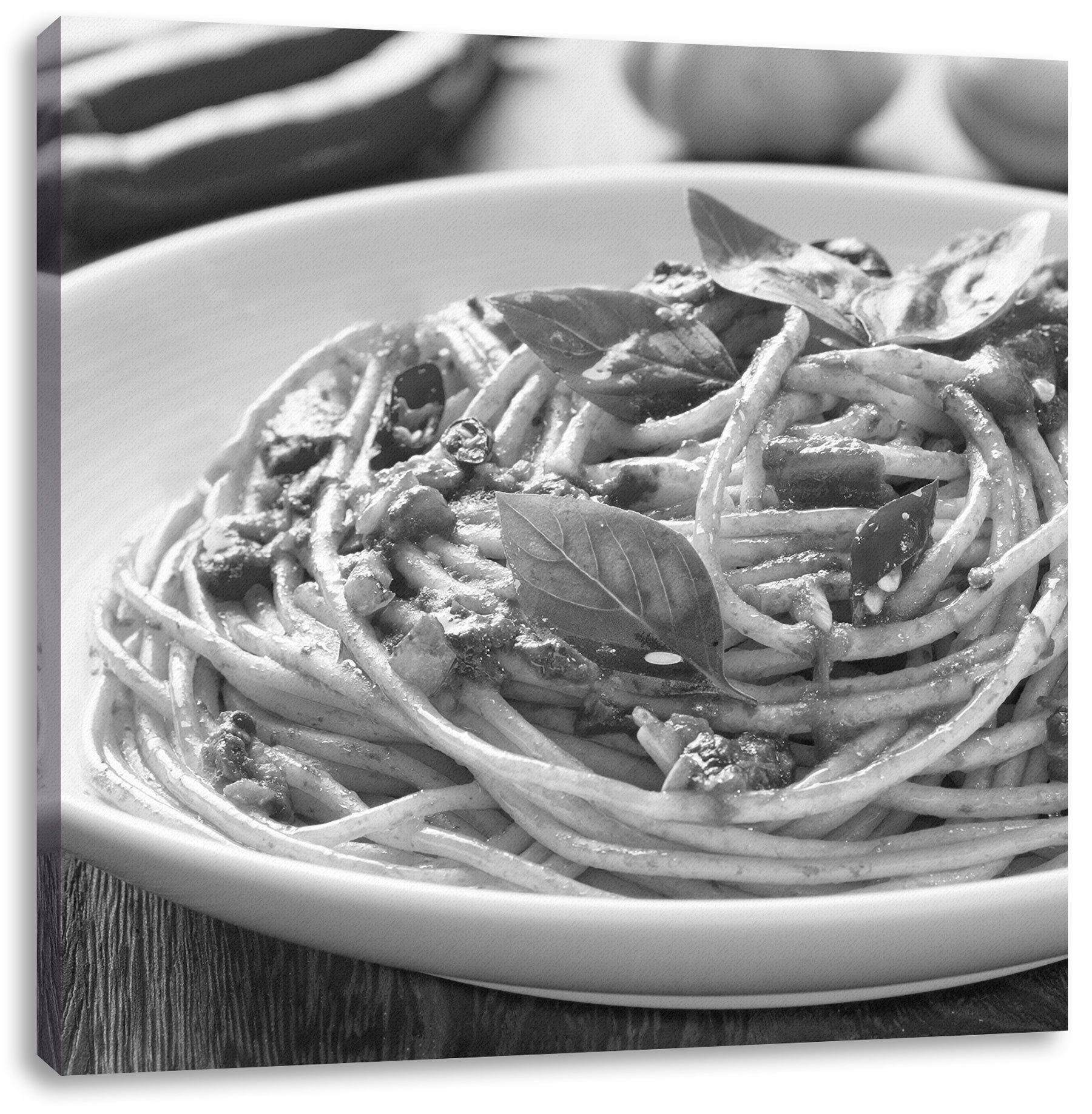 Pixxprint Leinwandbild Rustikale italienische Spaghetti, Rustikale italienische Spaghetti (1 St), Leinwandbild fertig bespannt, inkl. Zackenaufhänger