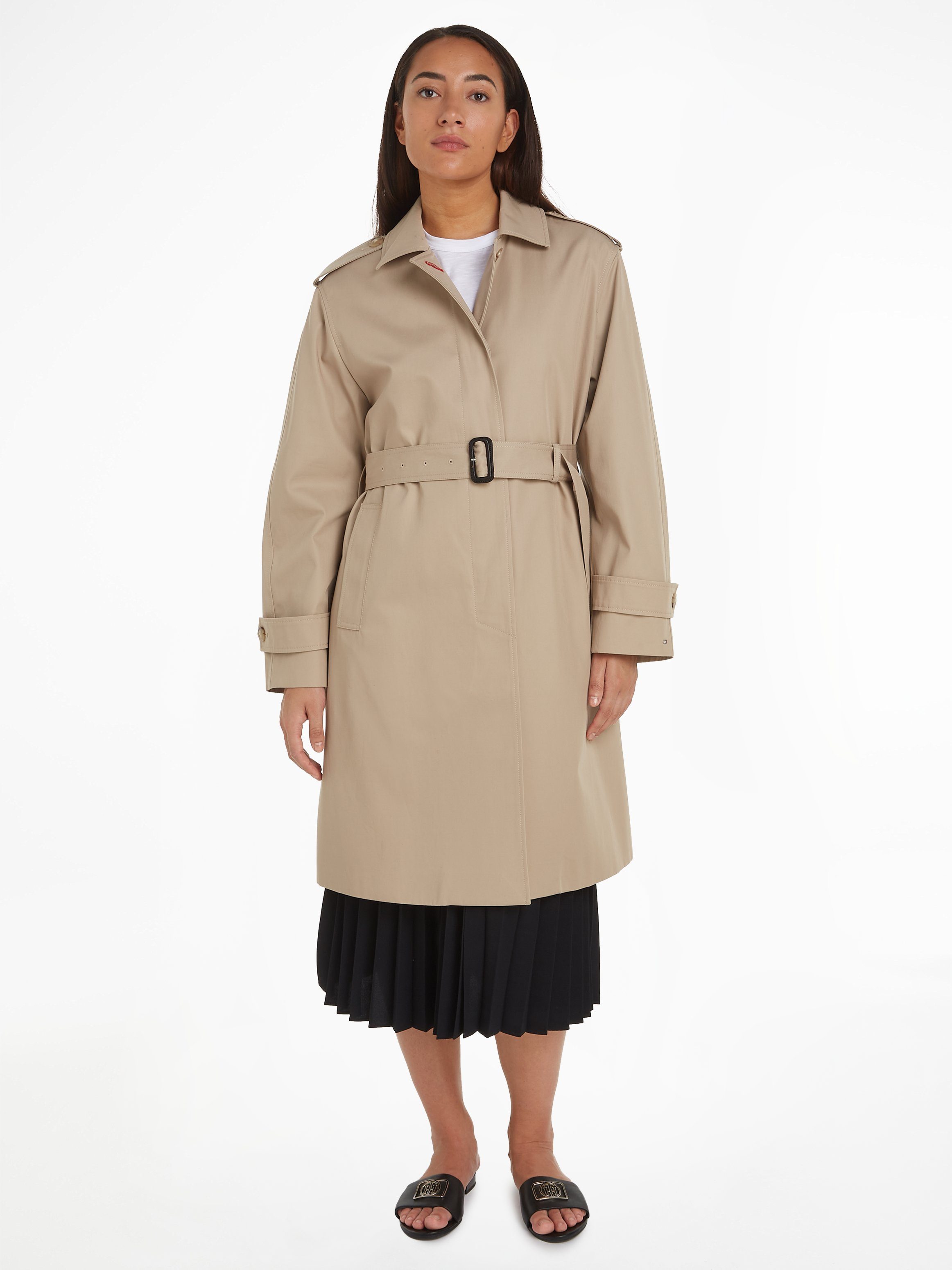 Tommy Hilfiger Trenchcoat COTTON SB BELTED COAT mit geknöpften Schulterträgern