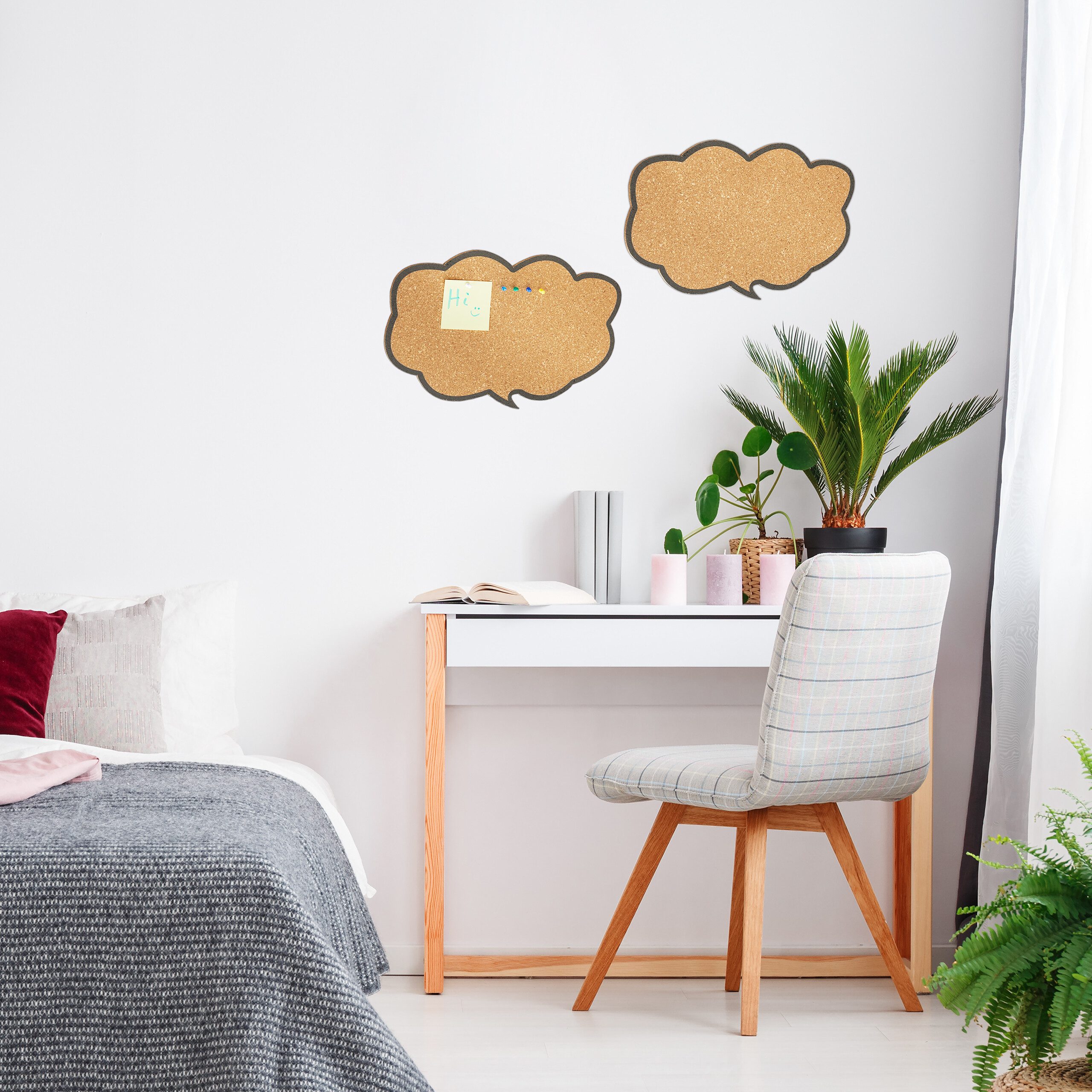 relaxdays Pinnwand 2er Set Korkpinnwand Gedankenwolke, günstig online kaufen