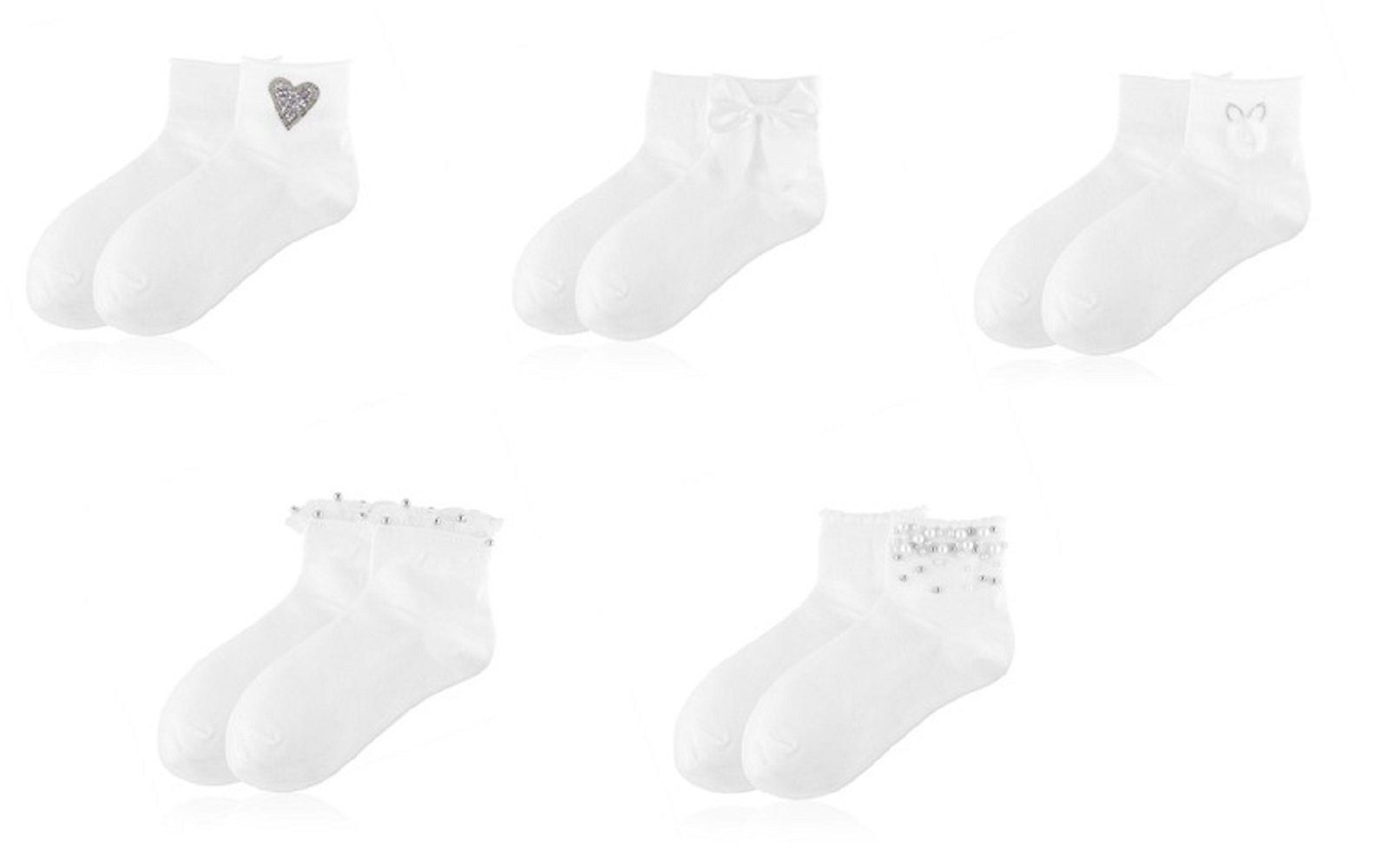 Lycille Socken 1 Paar eleganter Baumwollsocken mit Glitzer 36/41 für Frauen  weiß NEU
