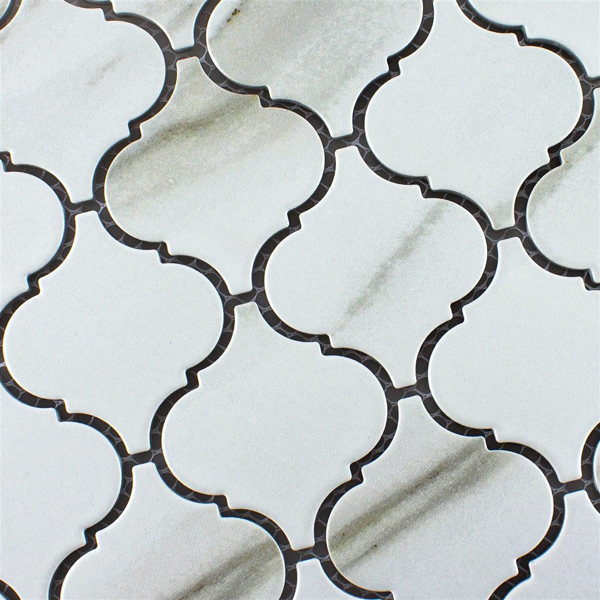 Mosafil Mosaikfliesen Keramik Mosaikfliesen Virginia Steinoptik, Keramik 24.500x29.300, weiß-beige-calacatta, Verlegefertig auf ein Netz geklebt - Frostsicher - Wasserfest
