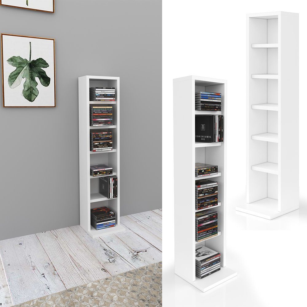 Vicco CD-Regal, Weiß, 21 x 91.8 cm günstig online kaufen