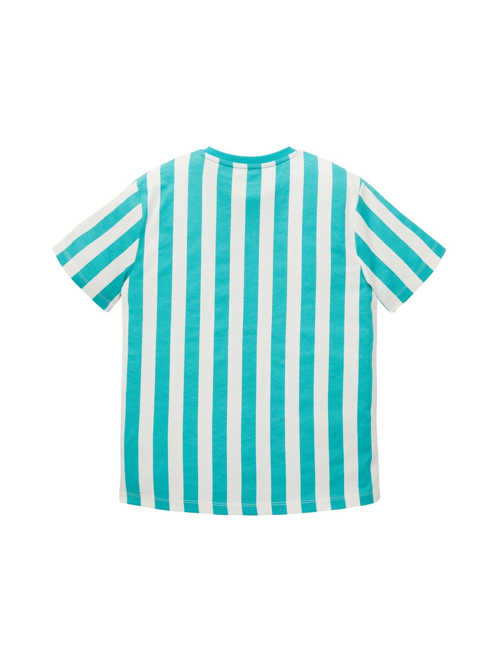 T-Shirt TAILOR T-Shirt vertical stripe TOM Gestreiftes green beige