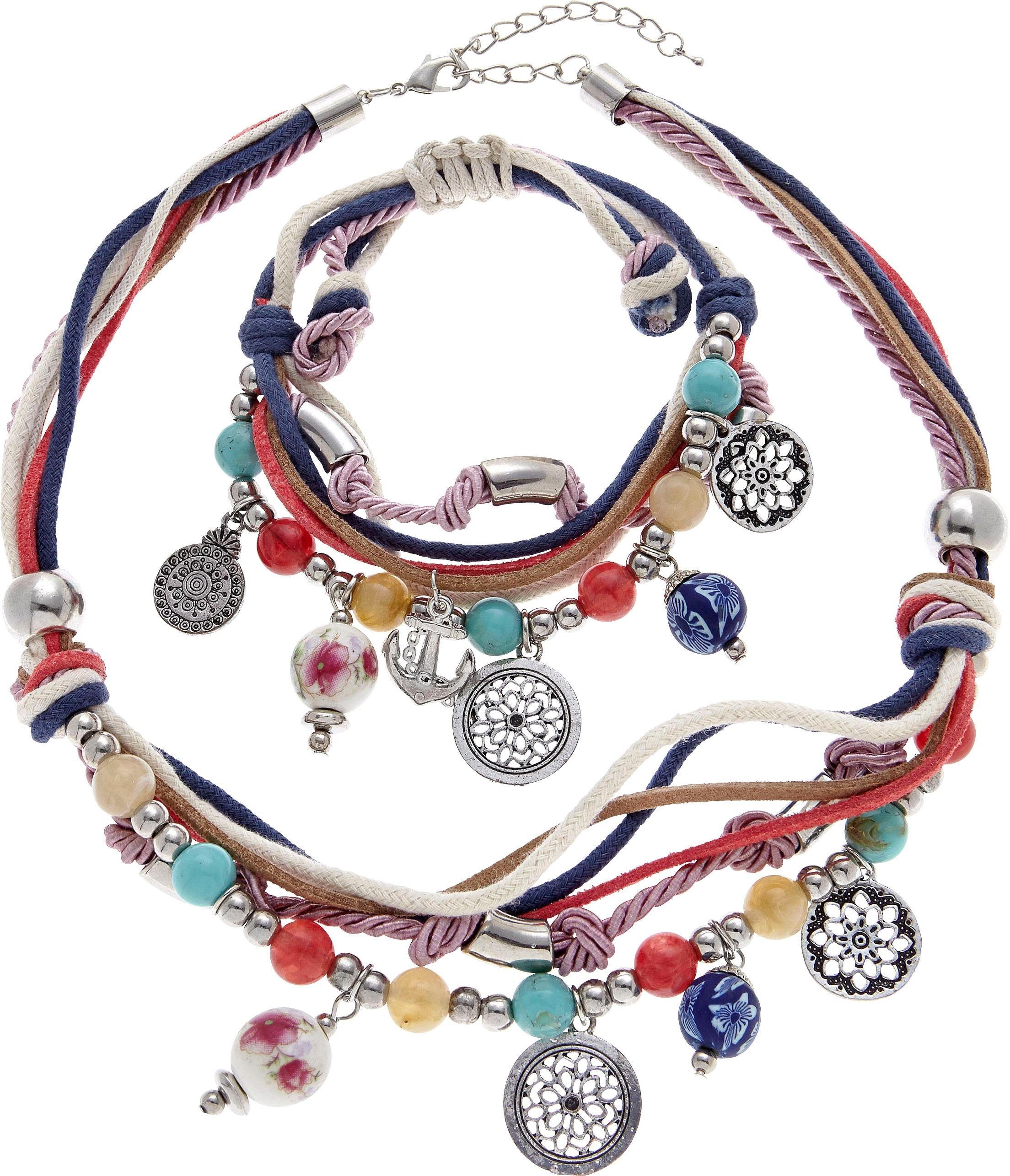 LASCANA Schmuckset Bettlerarmband und Halsketten Set, Mit vielen kleinen An günstig online kaufen