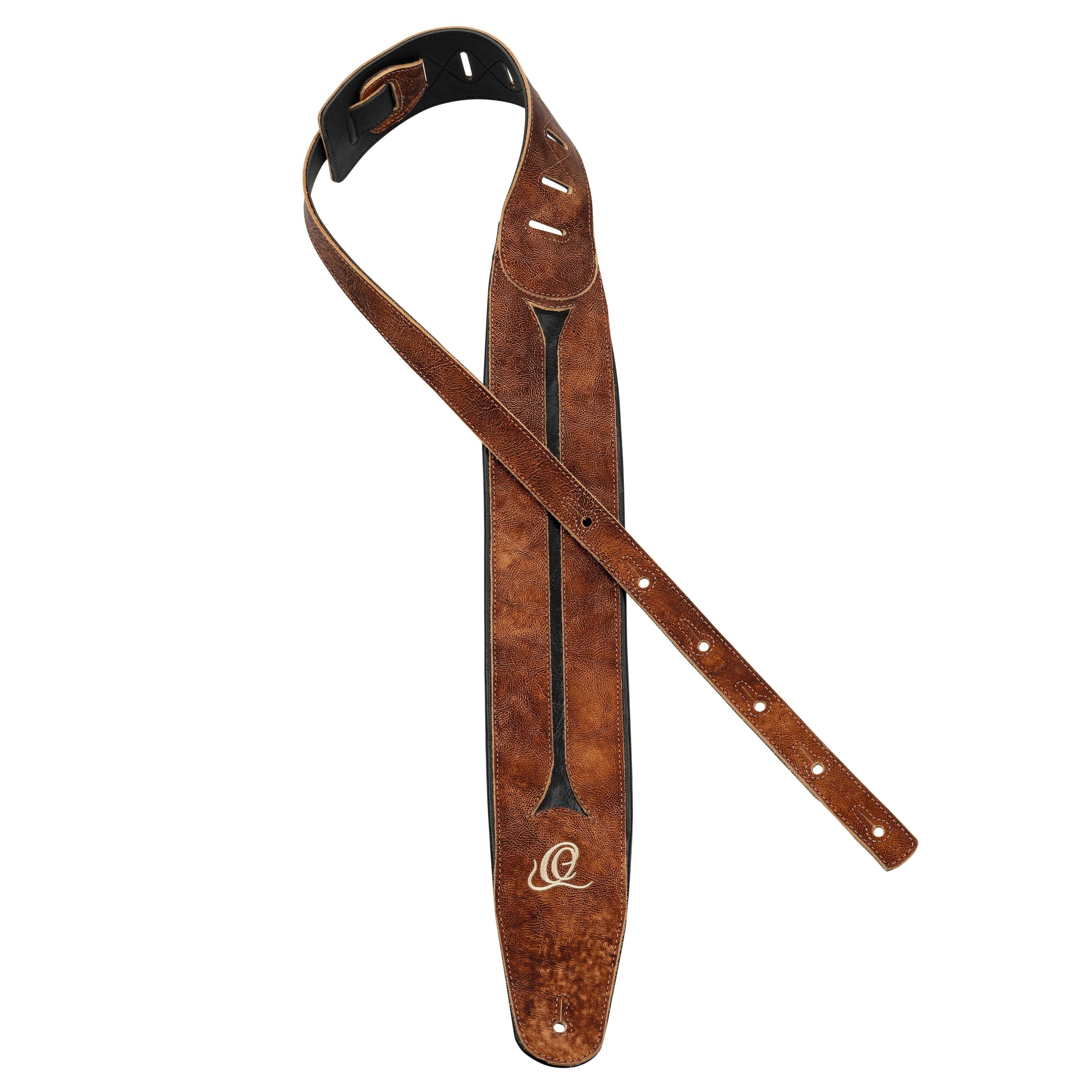 ORTEGA Guitars Gitarrengurt, OSBS-1 Bass Genuine Leather Strap Chestnut Tree - Gitarrengurt