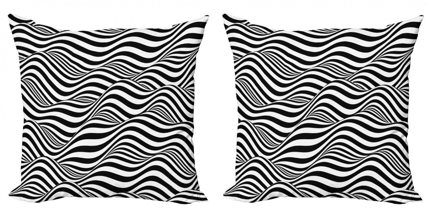 Stück), Doppelseitiger Digitaldruck, Abstrakt Surreal monochrome Waves Modern Abakuhaus Accent (2 Kissenbezüge
