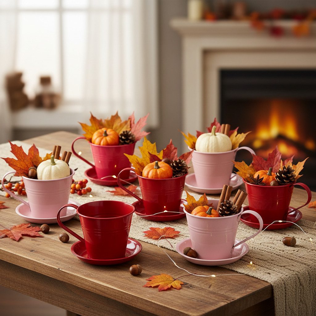 Viana Übertopf Bepflanzbare Tasse als kreativer Pflanzkübel mit dekorativem, 6 Stück