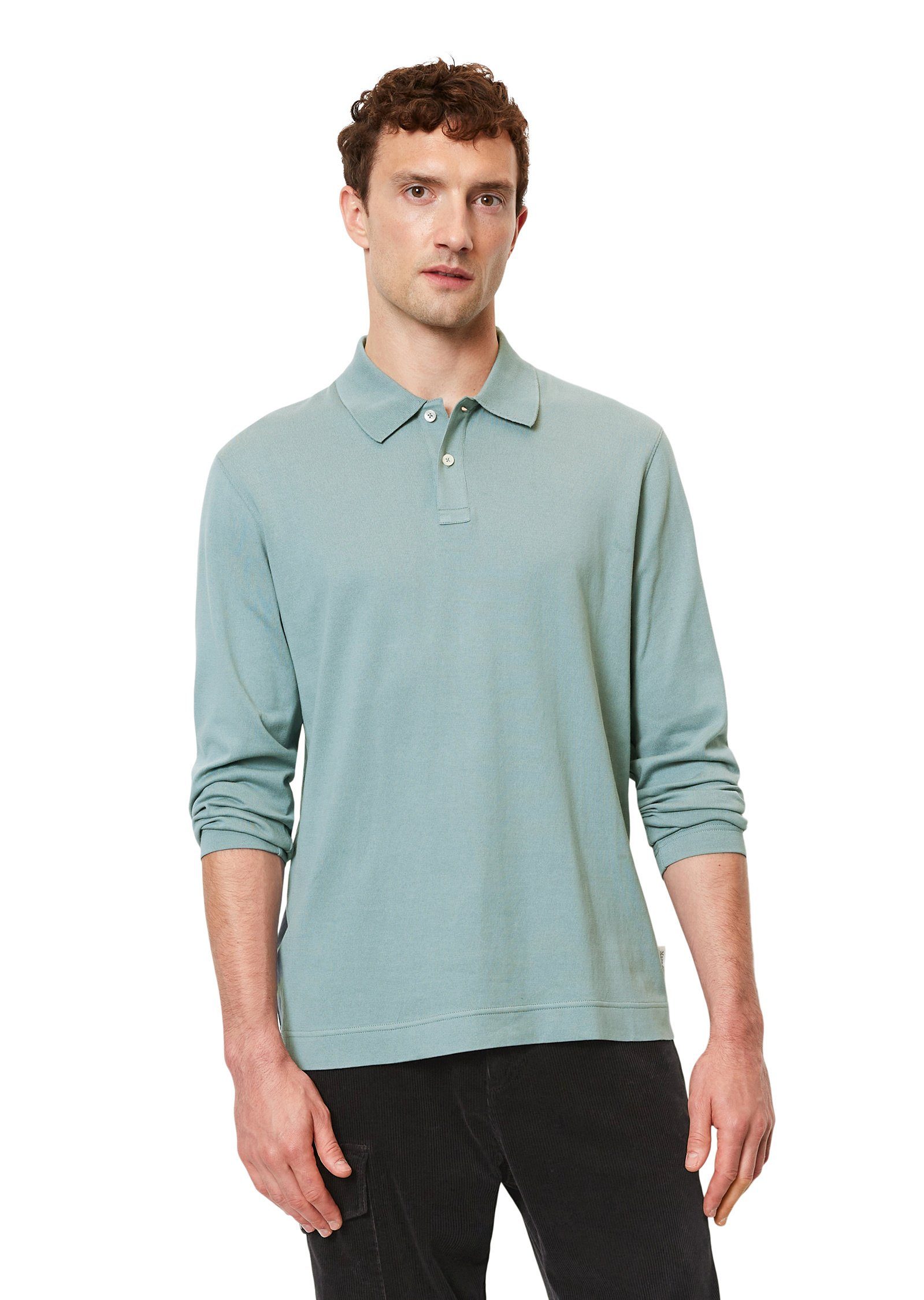 Marc O'Polo Langarm-Poloshirt aus soft gestricktem Heavy Jersey blau | Poloshirts