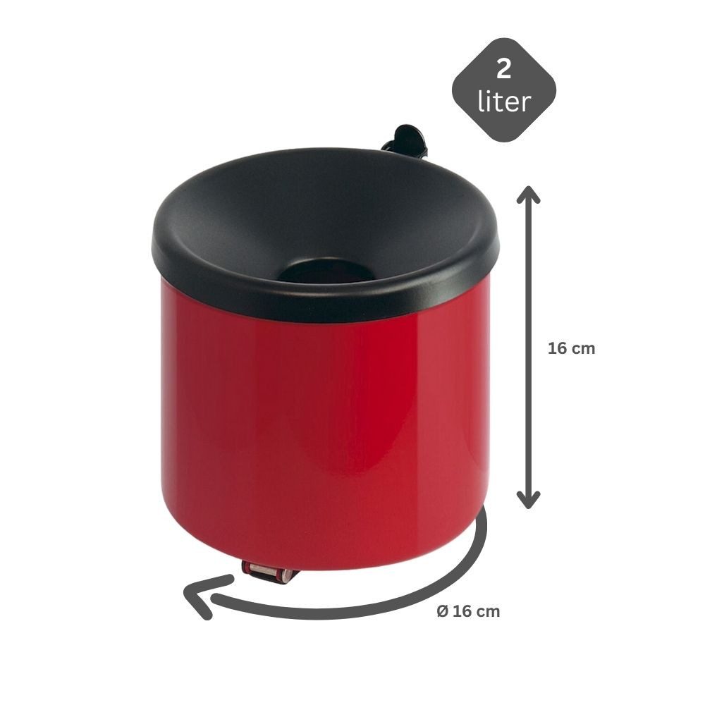 PROREGAL® Aschenbecher Runder feuerlöschender Wandaschenbecher aus Metall, Mit Kippvorrichtung 2 Liter HxØ 16x16cm