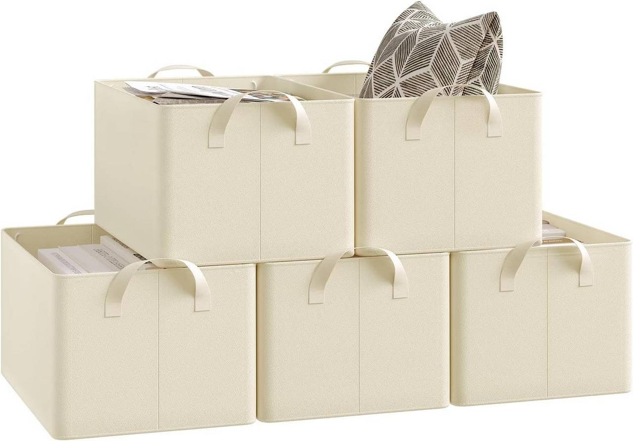 Woltu Aufbewahrungsbox (5 St), Aufbewahrungswürfel Stoff, mit Griffen, faltbar