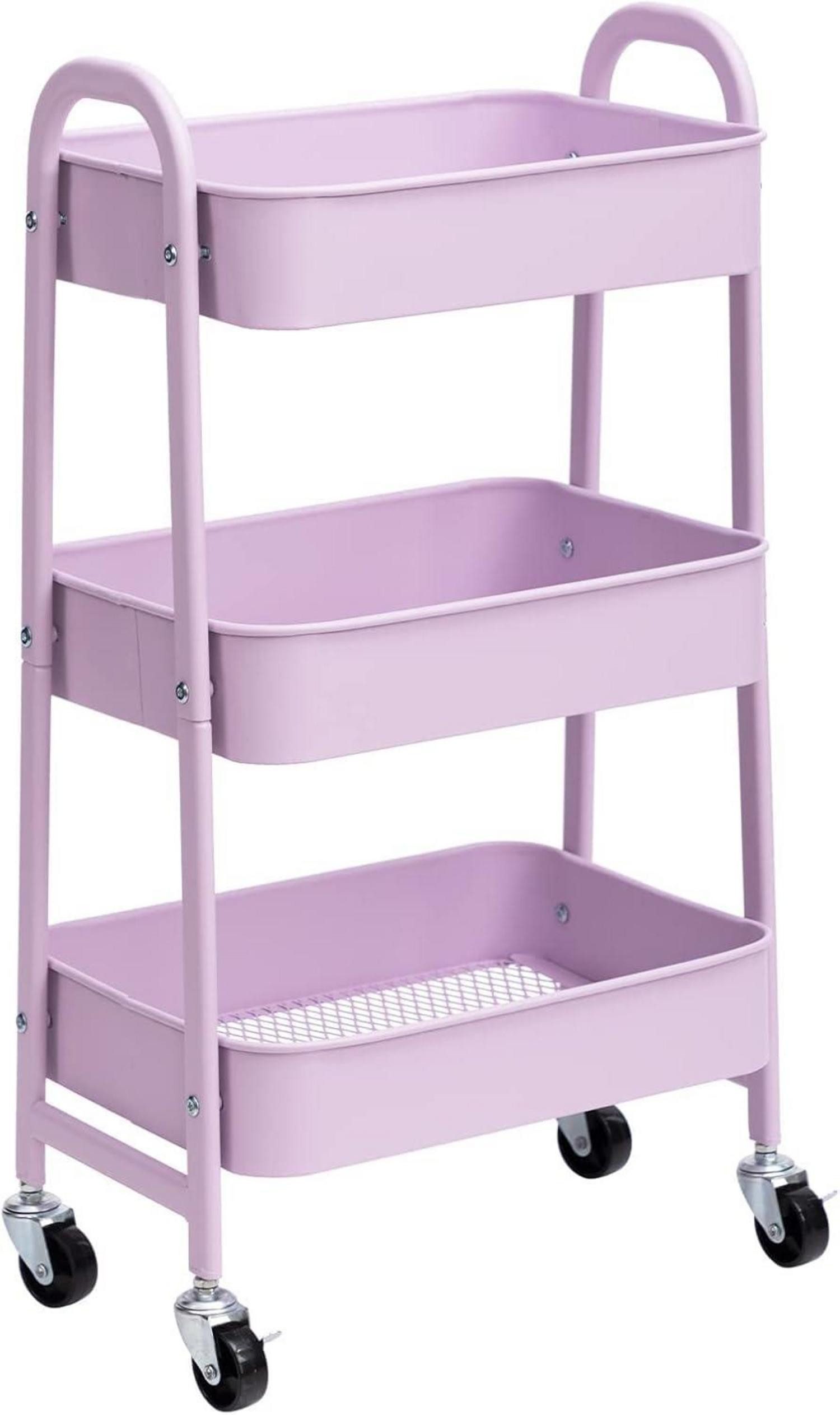 Ablagetisch Aufbewahrungswagen 3-Etagen Metall rollbar Make-up Küche Badezimmer