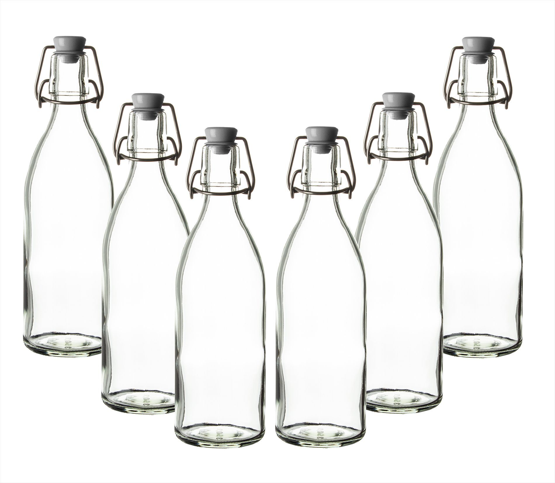 BigDean Trinkflasche Glasflasche, Stabiler Bügelverschluss, Hochwertiges Glas, Schlichtes Design