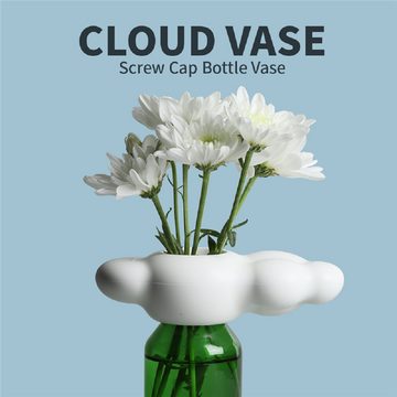 Qualy Design Dekovase Cloud Schraubverschluss Wolke DIY Flaschenvase (Kunststoff, 1 St., ca 12,5 x 6 x 4 cm), Wolkenvase Weiß für Flaschen