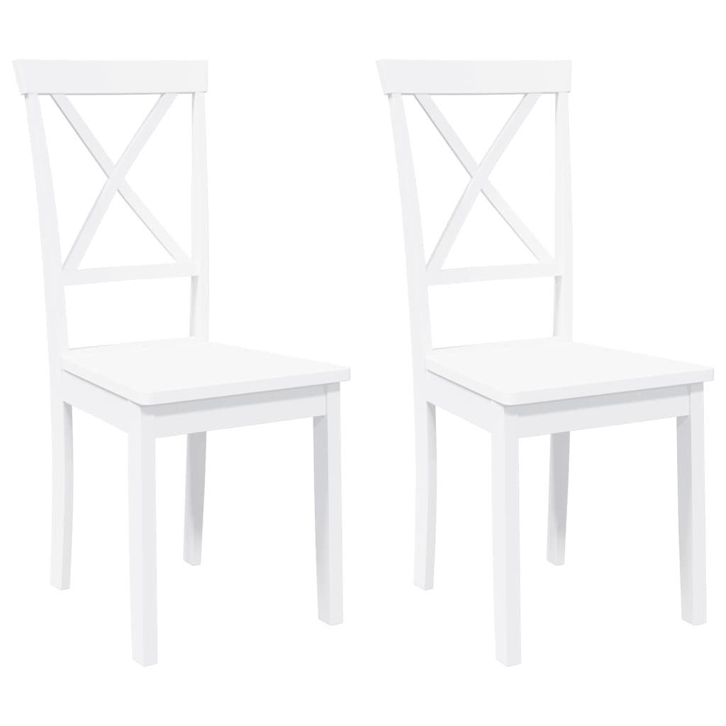vidaXL Esszimmerstuhl Esszimmerstühle 2 Stk. Weiß Massivholz Gummibaum (2 S günstig online kaufen