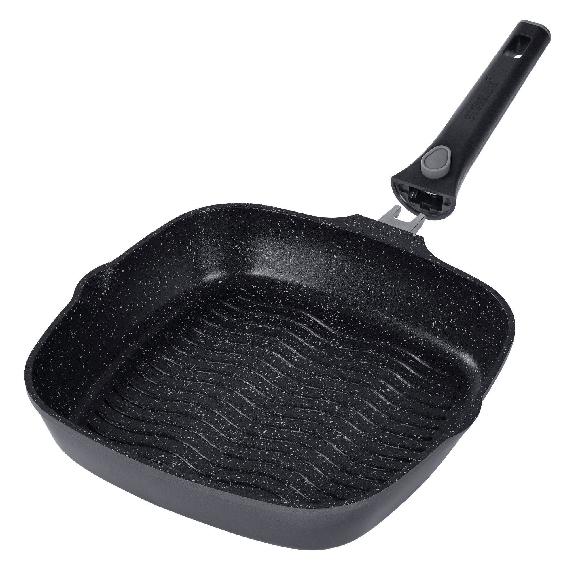 STONELINE Grillpfanne mit abnehmbarem Sicherheitsgriff mit echten Steinpartikeln, Aluminium (1-tlg), mit echten Steinpartikeln, induktionsgeeignet, Designed in Germany