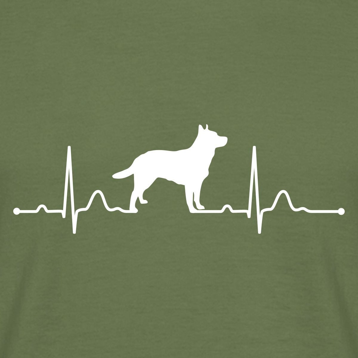 Spreadshirt T-Shirt EKG Linie Mit Hund, Australian Cattle Dog Männer T-Shirt (1-tlg)