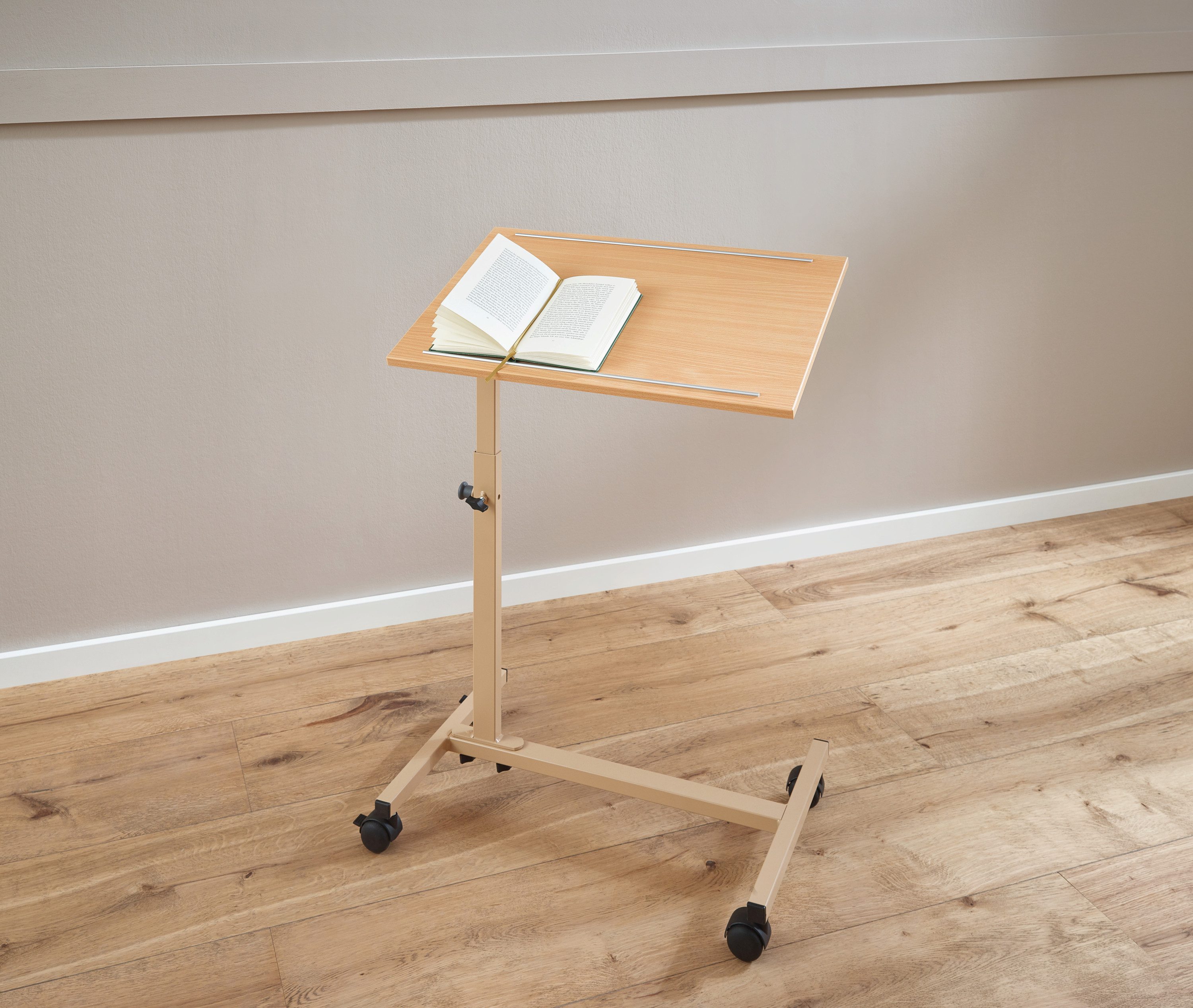 Burmeier Beistelltisch Solo (Komplettset, mit feststellbaren Rollen), schwenkbar, höhenverstellbar