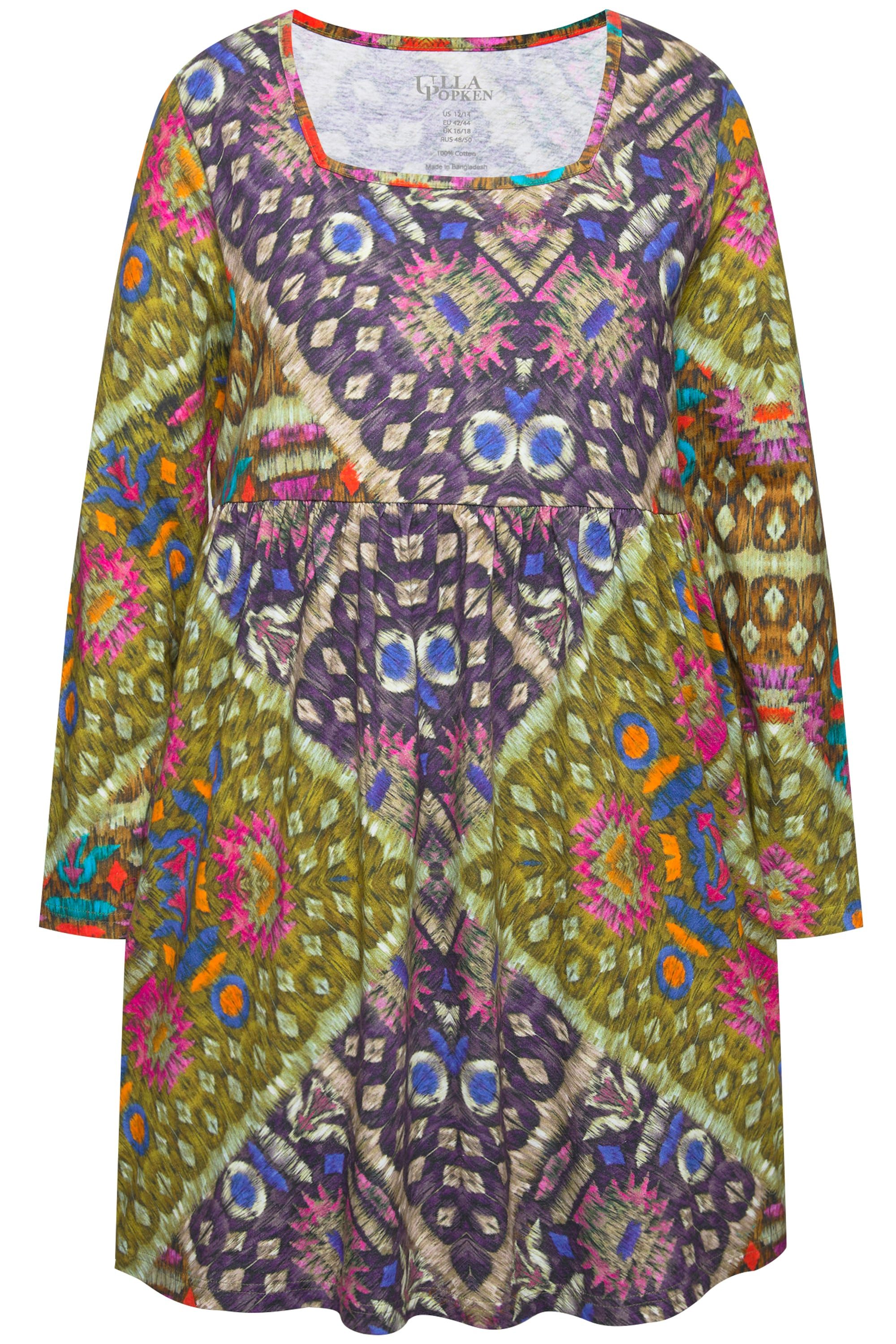 Ulla Popken Longshirt Longshirt A-Linie Carree-Ausschnitt Langarm günstig online kaufen