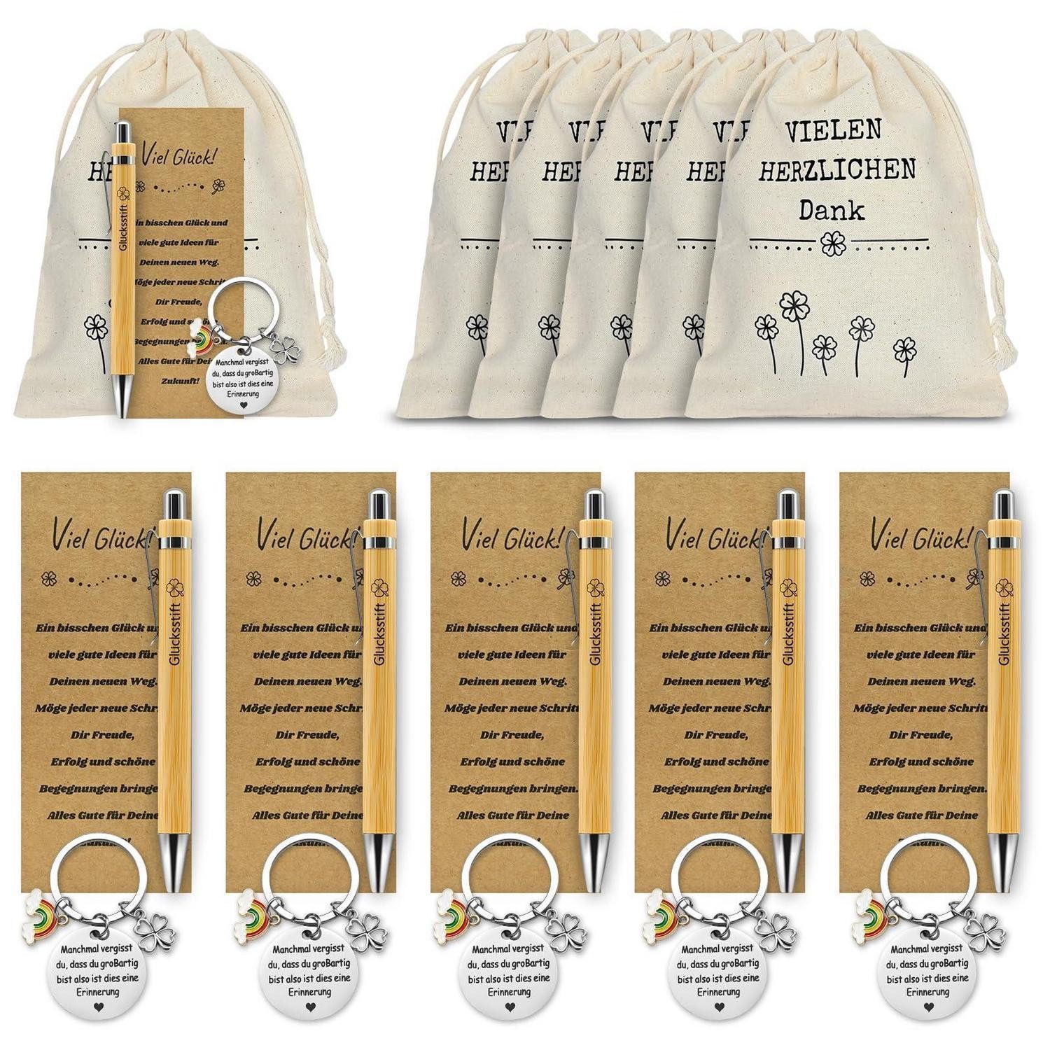 LuxusKollektion Geschenkbox Glück Geschenkset 5 Sets Holz Stift Beutel Schlüsselanhänger
