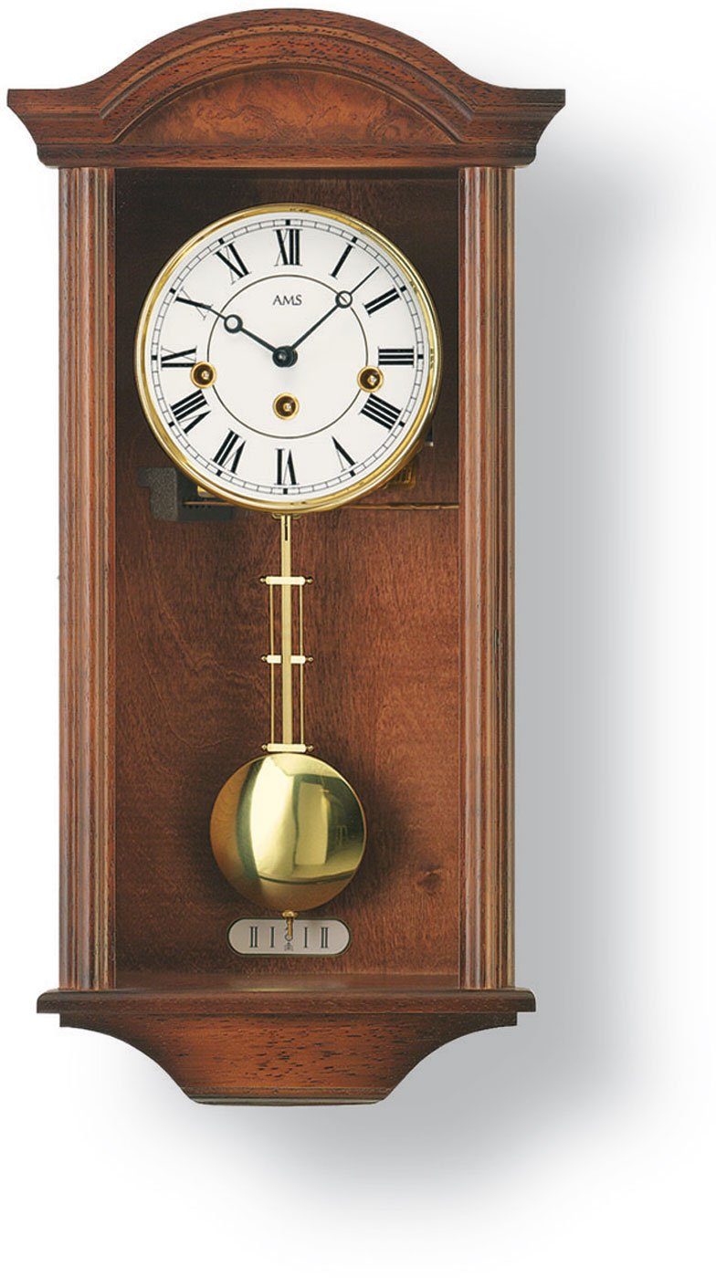 AMS Wanduhr Pendeluhr, mechanisch, Nussbaum, 4/4 günstig online kaufen