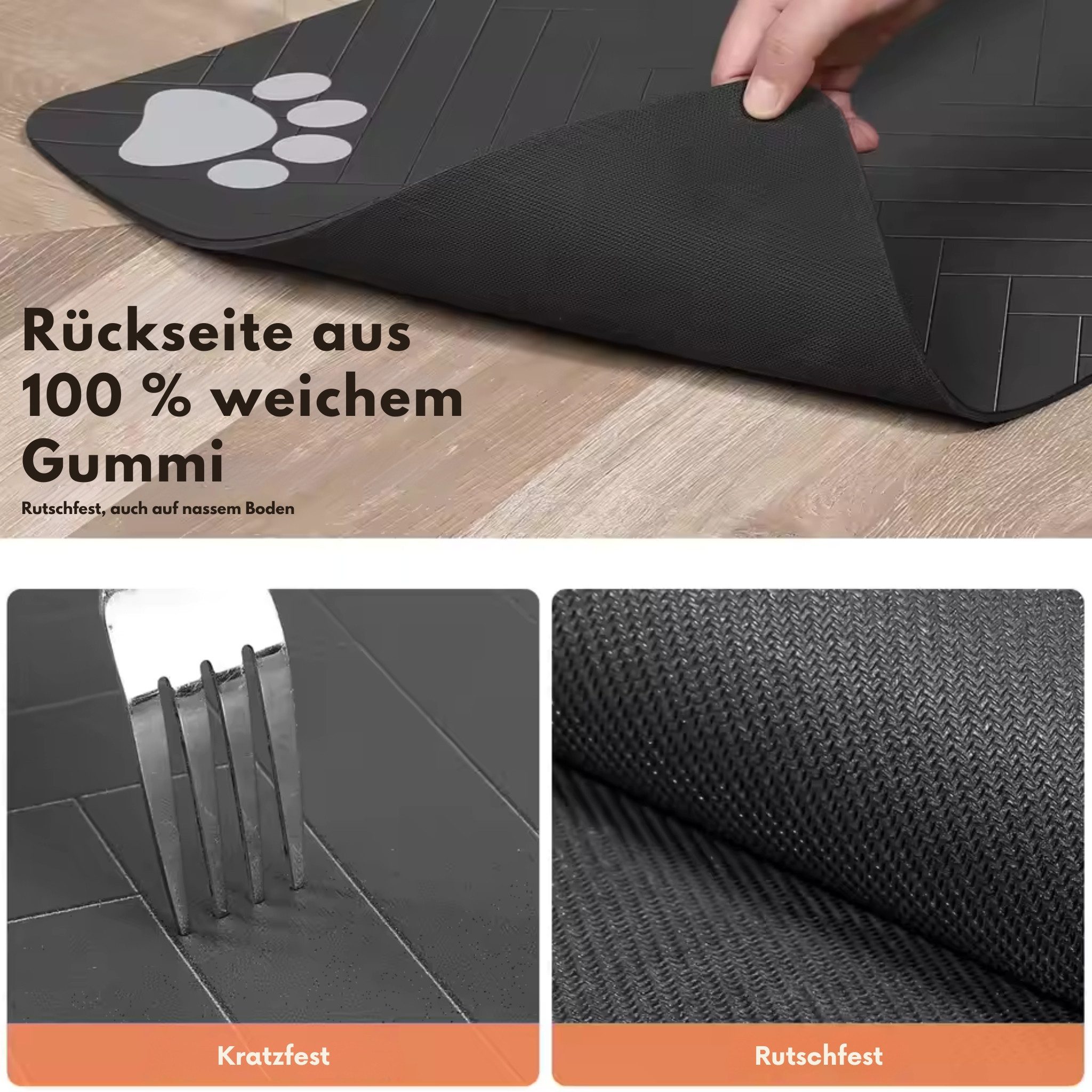 HS.SUPPLY Napfunterlage Hochwertige Hundematte aus Silikon Futternapf Unterlage Futtermatte, Schmutzabweisend & leicht zu reinigen, weiches soft Material – Bild 5 von 5