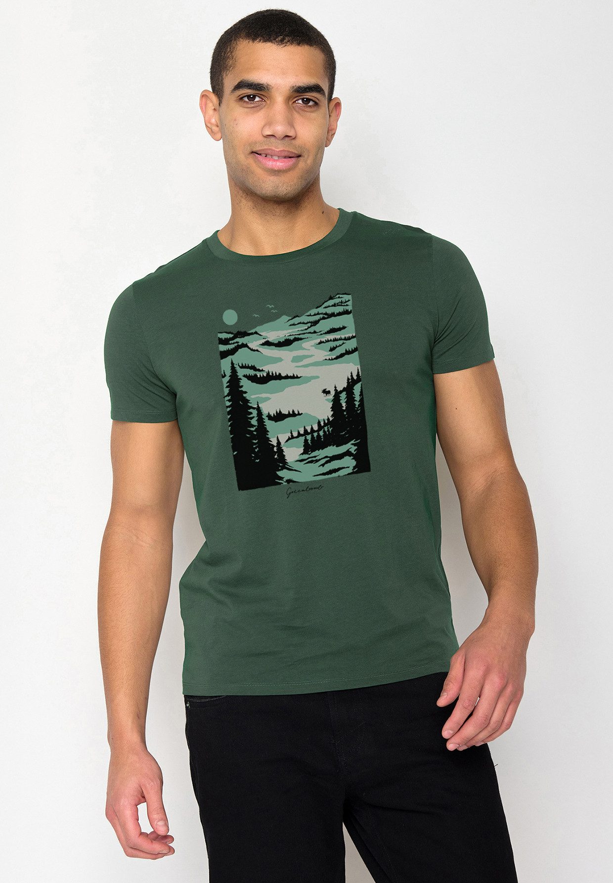 GreenBomb T-Shirt Guide Nature Lakeside Motiv Natur (1-tlg., 1) klassischer Schnitt, tailliert, Rundhalsausschnitt, Bio-Baumwolle