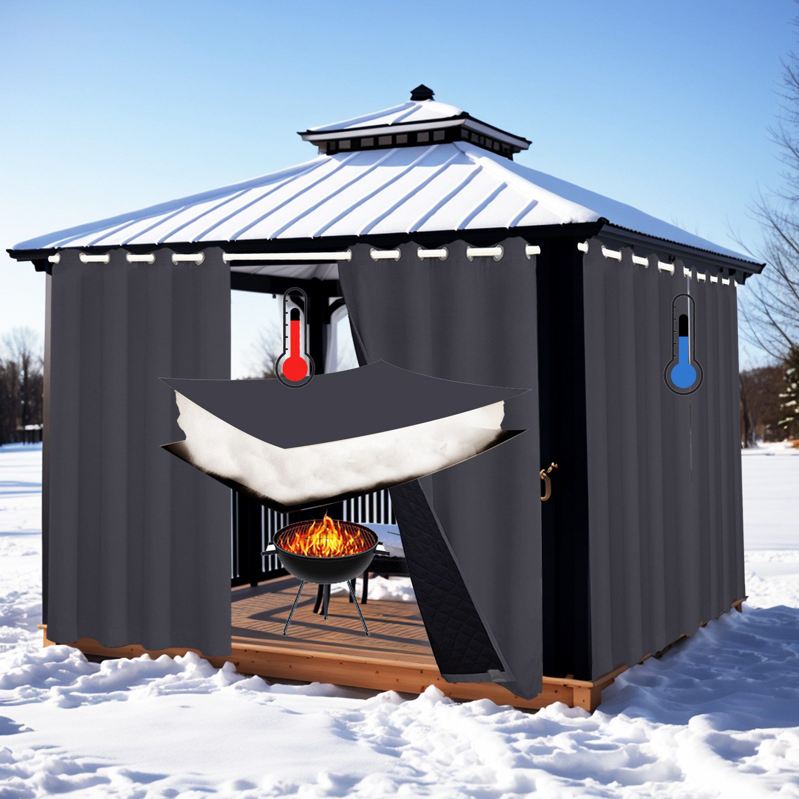 LMaxhome Outdoorvorhang Winter Verdickter Verdunkelungsvorhänge Kälteschutz günstig online kaufen