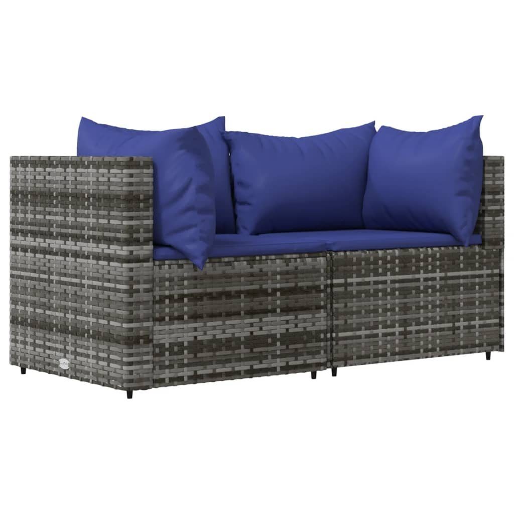 vidaXL Loungesofa GartenEcksofas mit Kissen 2 Stk. Grau Poly Rattan, 1