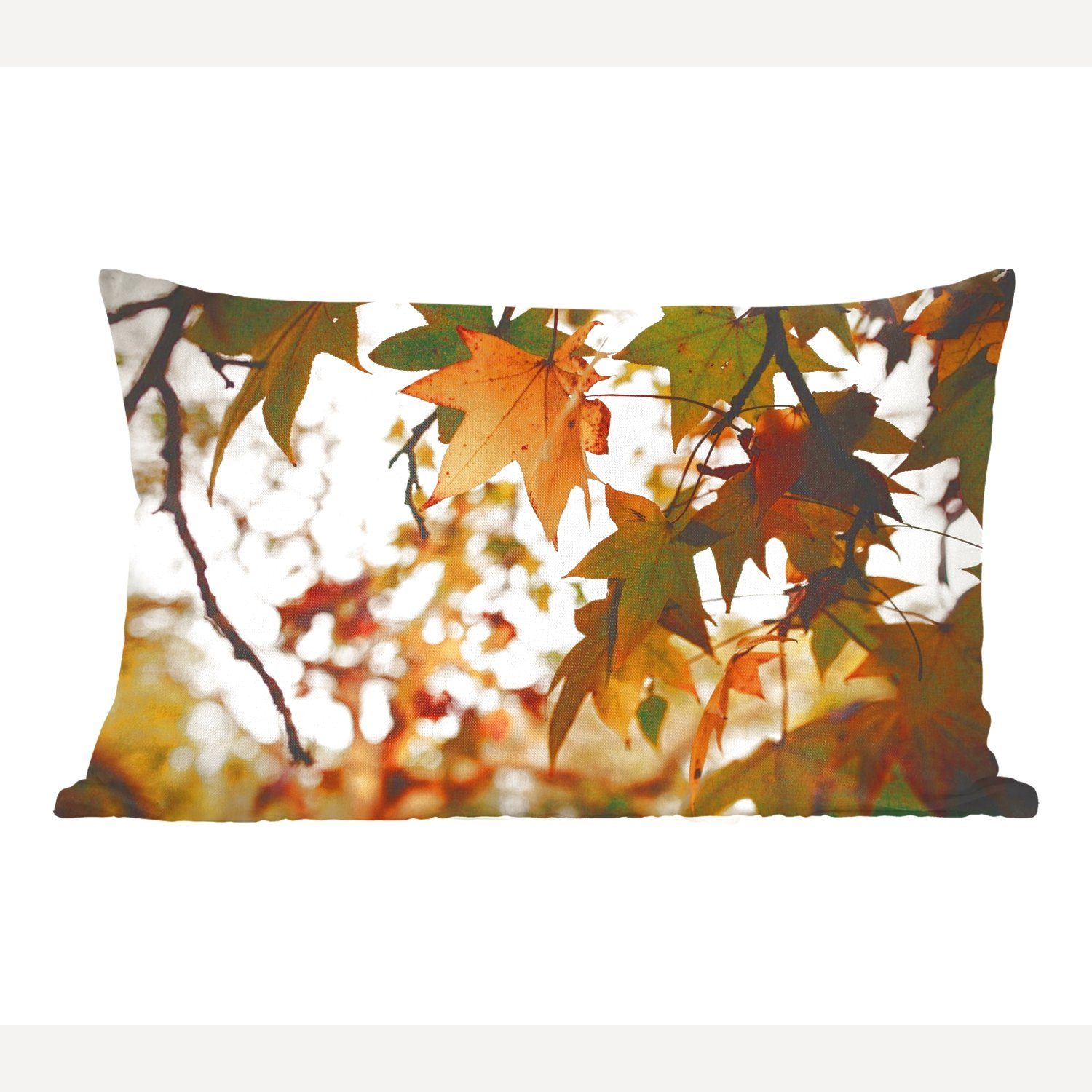 Herbstblätter Natur Dekokissen Zierkissen, Rustikal, Dekoration, - MuchoWow Schlafzimmer Wohzimmer Dekokissen mit Füllung, -