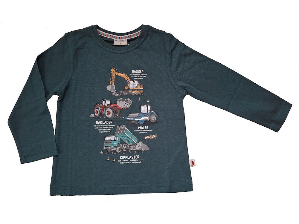 SALT AND PEPPER Langarmshirt Salt & Pepper Jungen Baufahrzeuge Langarmshirt petrol green (1-tlg)