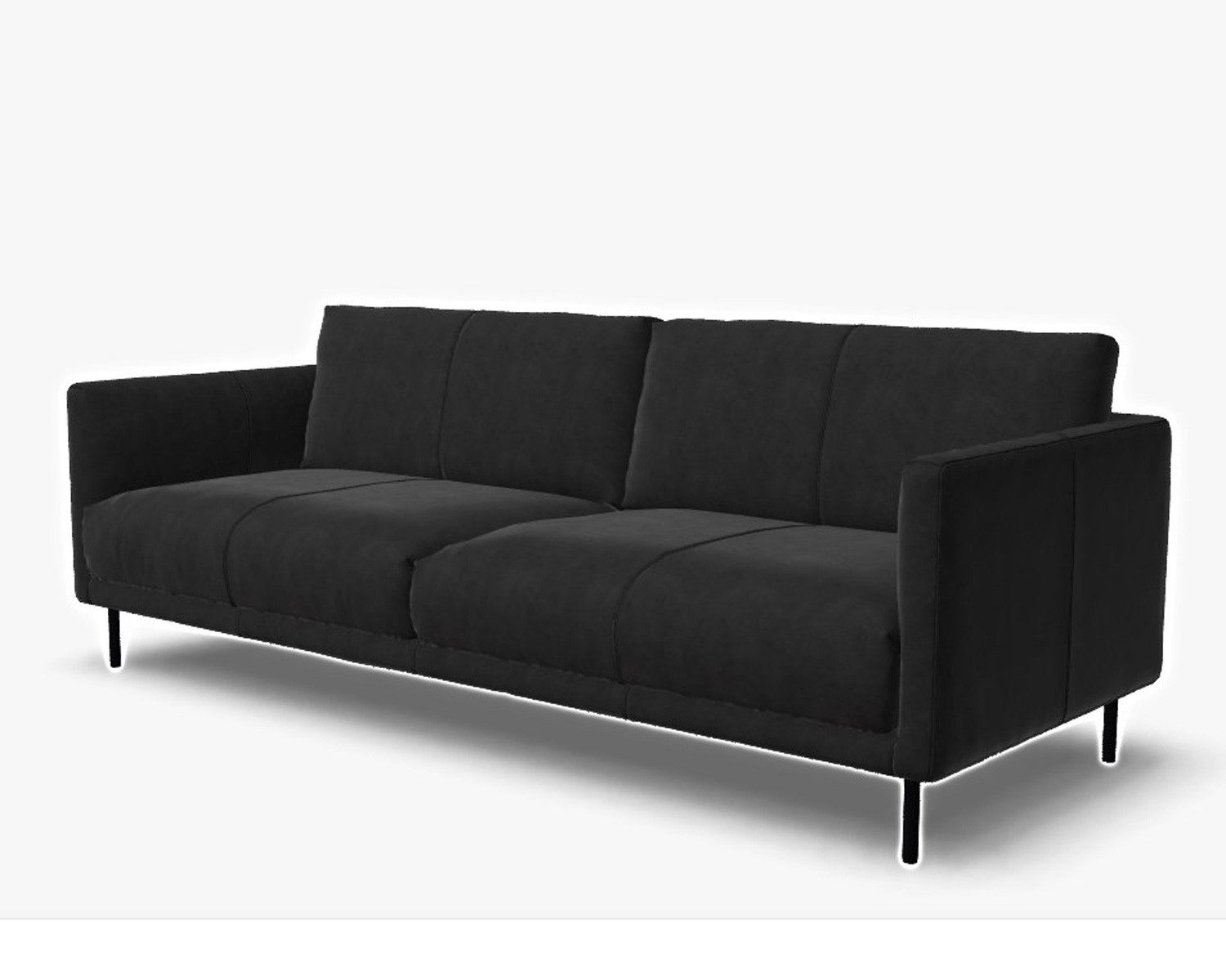 Rolf Benz 3-Sitzer Sofa freistil 133 Rolf Benz Leder schwarz 222cm, Echtes Leder