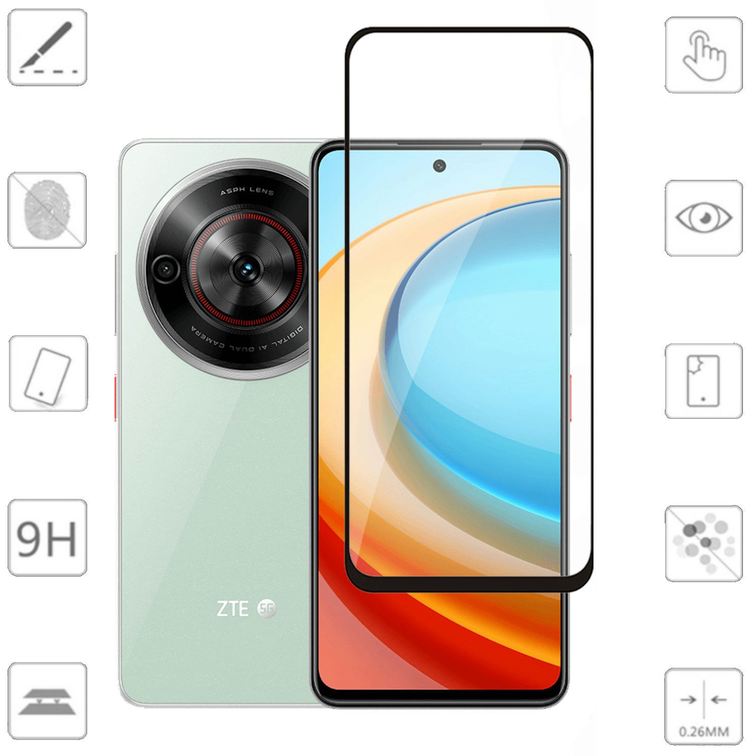Wigento Handyhülle Für ZTE Blade A75 5G 2x 3D Premium Display Full 0,3mm Schutz Hart Glas, Spar Set Display Panzer Schutz Glas