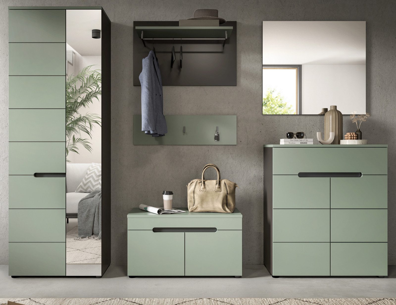Inn.Furn Garderoben-Set Cooper, (Flurgarderobe in Salbei günstig online kaufen