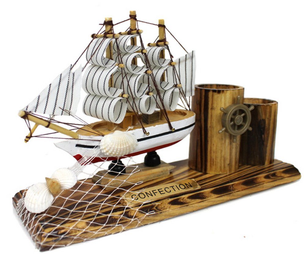 Yudu Schreibtischaufsatz Segelschiff mit Stifthalter Schreibtischorganizer günstig online kaufen