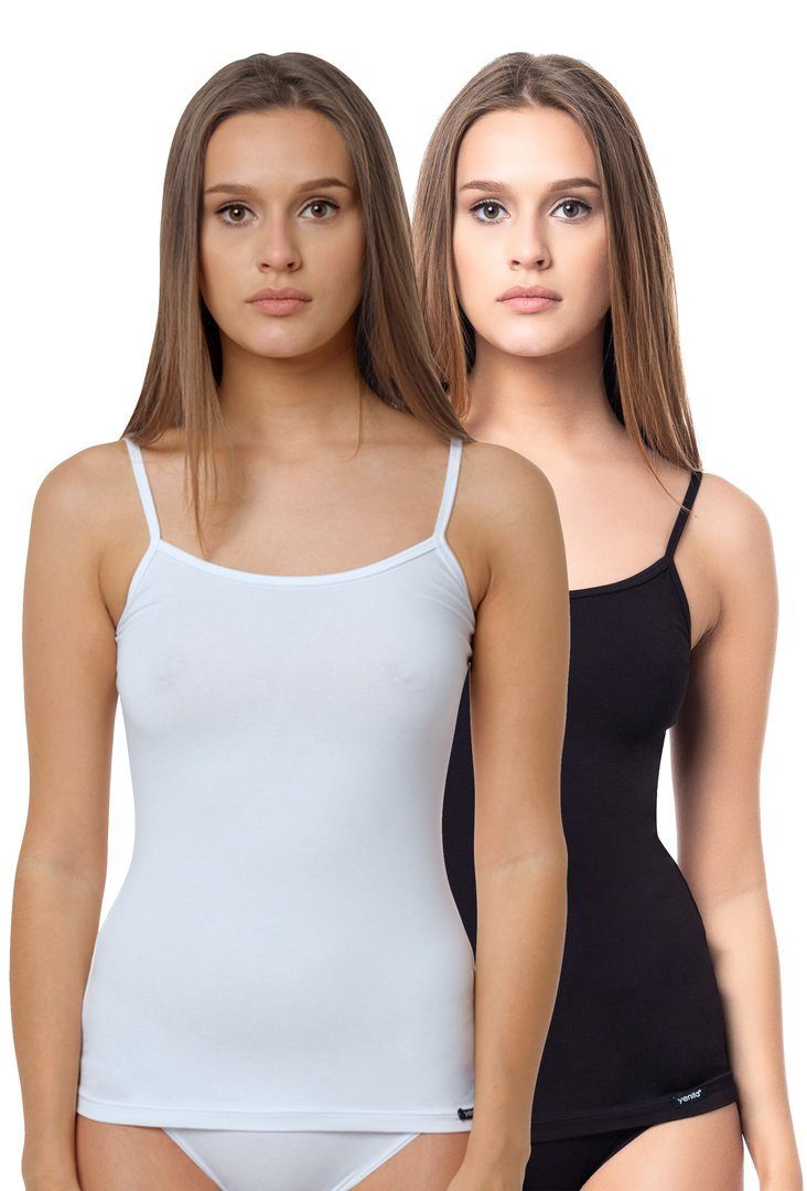 Yenita® Unterhemd Modern-Collection (2-St) in angenehmer Baumwollqualität schwarz-weiss | Ärmellose Unterhemden
