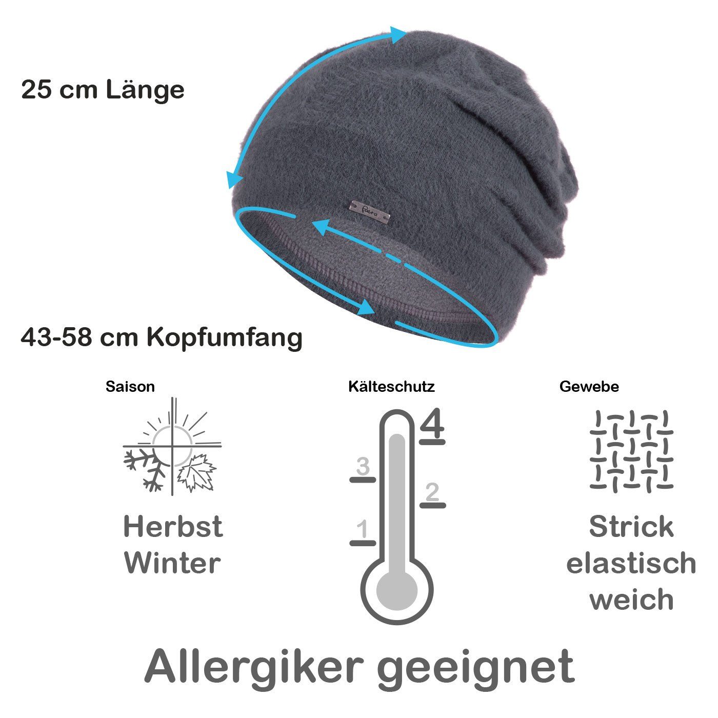 Faera Strickmütze Wintermütze Damen Mütze Beanie Haube gefüttert Damenmütze Mädchen