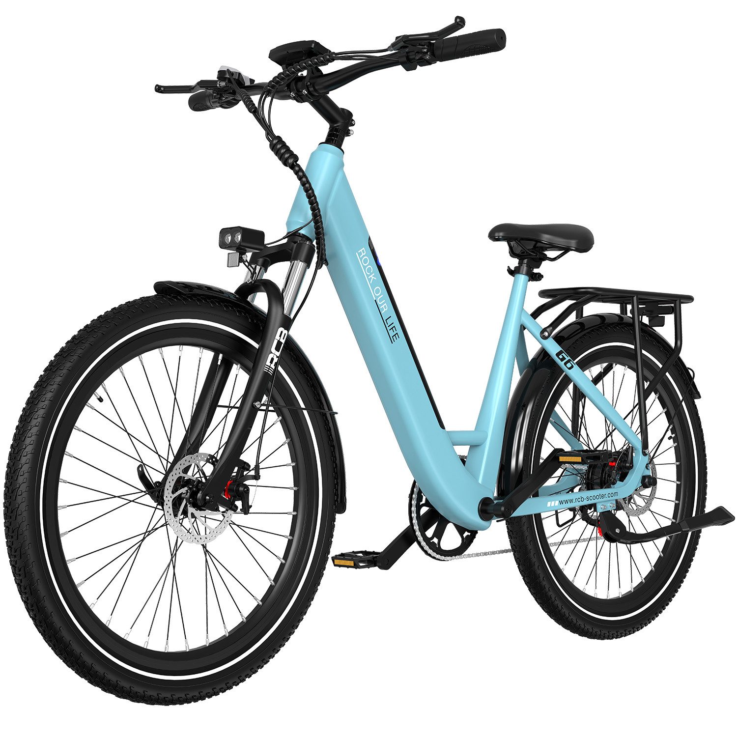 RCB E-Bike Pedelec G6 für Stadt und Gelände, 27,5 Zoll Damen Elektrofahrrad,13Ah,40-70 km, 7 Gang, Heckmotor, 468 Wh, APP, ebike Herren, Gepäckträger hinten