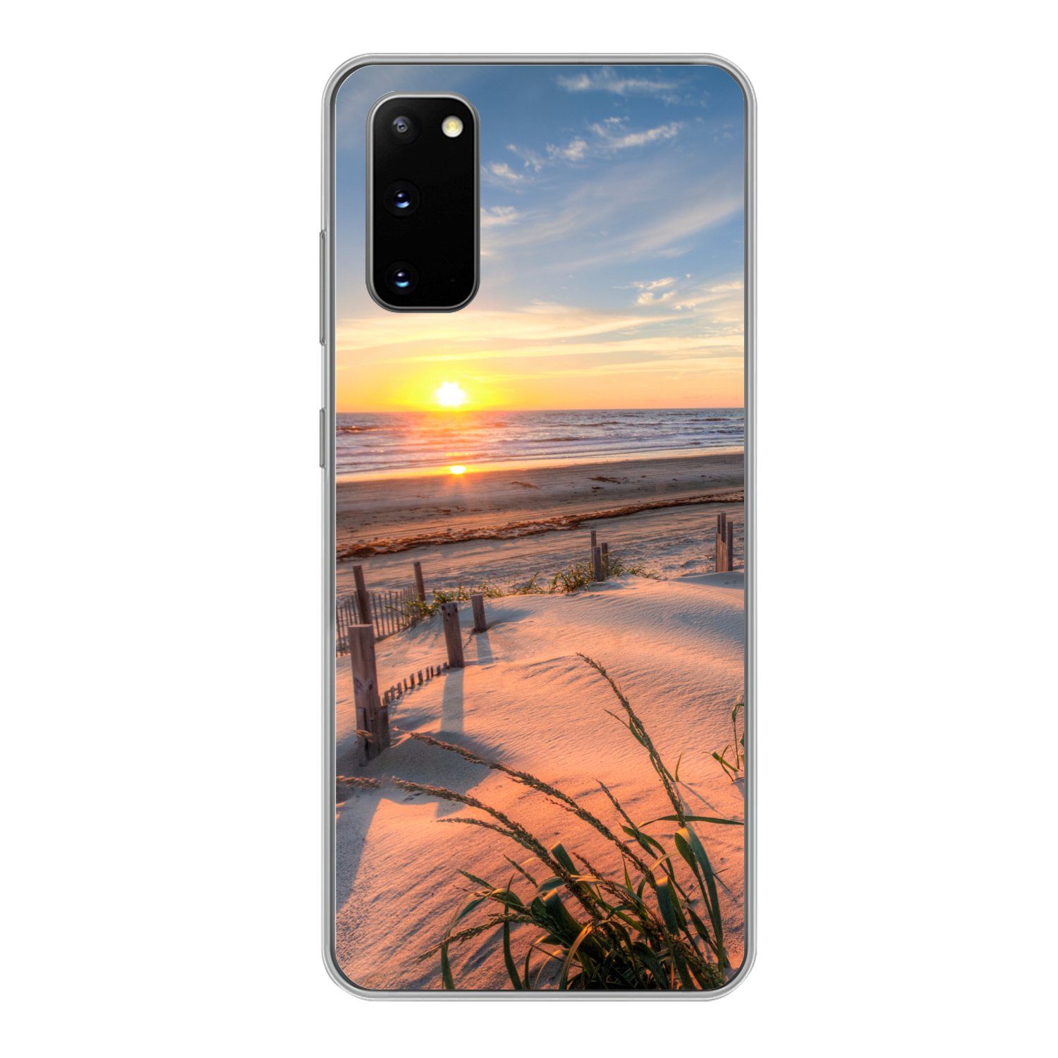 MuchoWow Handyhülle für Samsung Galaxy S20 Strand - Meer - Düne - Sonnenuntergang - Landsc, Phone Case, Silikon, Schutzhülle Dünn