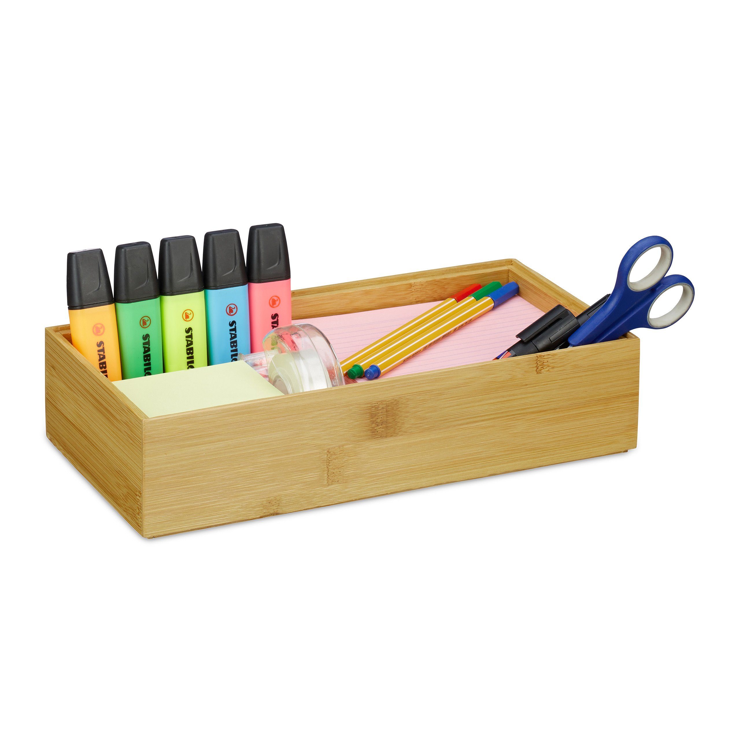 relaxdays Aufbewahrungsbox 2 x Ordnungsbox Bambus
