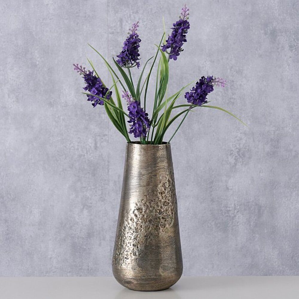 BOLTZE Dekovase "Toffan" aus Aluminium in Antiksilber, Vase Blumenvase