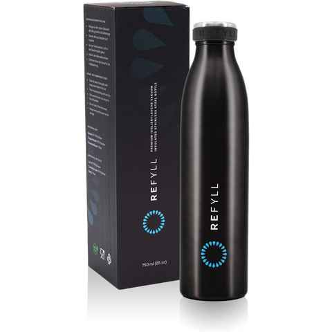 REFYLL Thermoflasche Trinkflasche "dailyFYLL" - 500ml, 750ml, 1l - Auslaufsicher & isoliert, Thermosflasche mit doppelwandiger Vakuum Isolierung