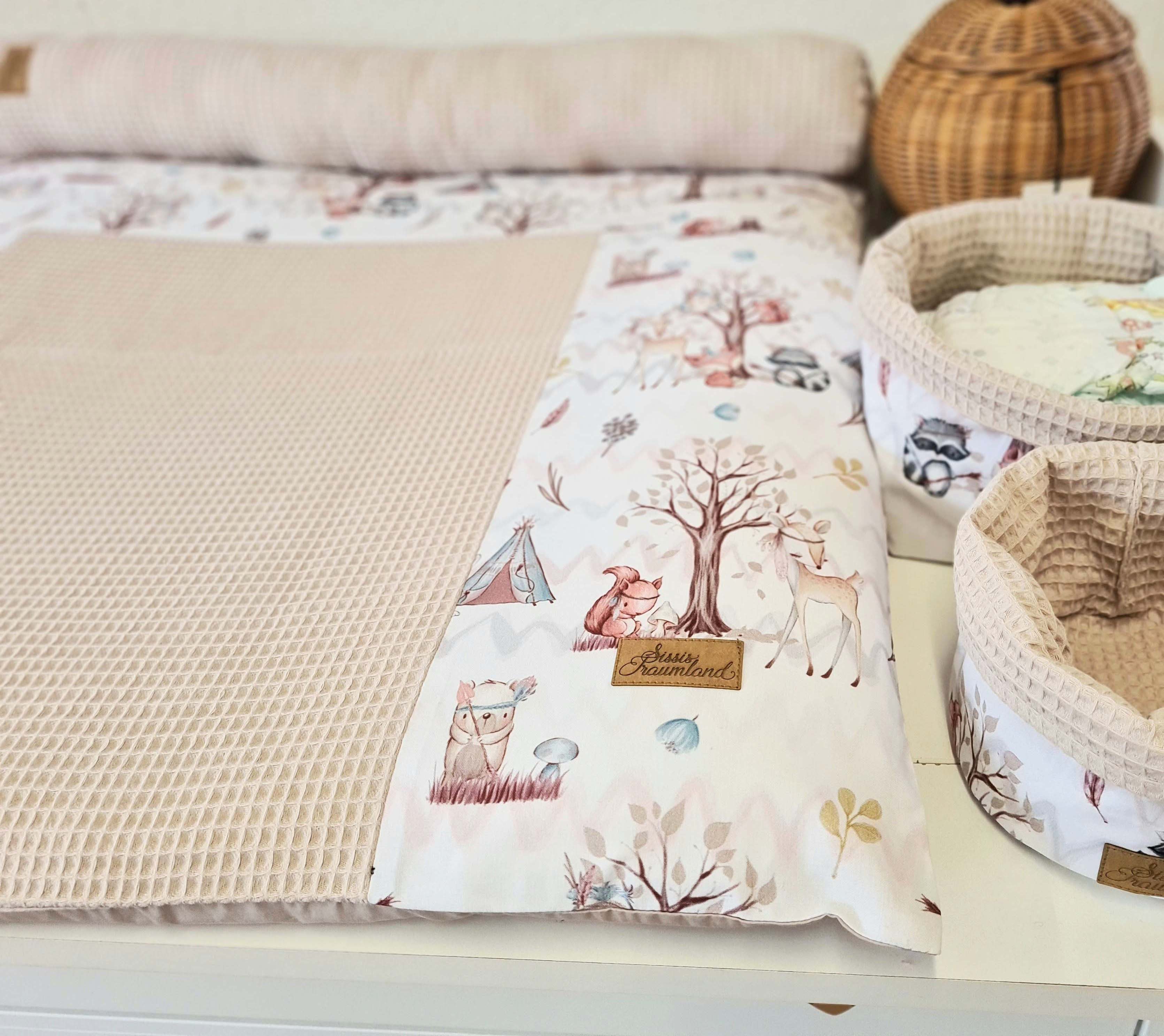Sissis Traumland Коврикиbezug Коврикиbezug Waldtiere, beige, 85cm x 75cm, made in Germany
