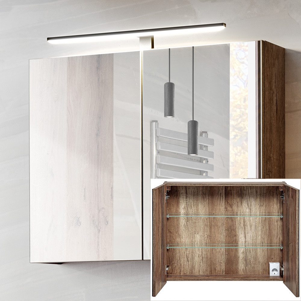 Lomadox Spiegelschrank PUEBLA-56 80cm mit LED-Beluchtung günstig online kaufen